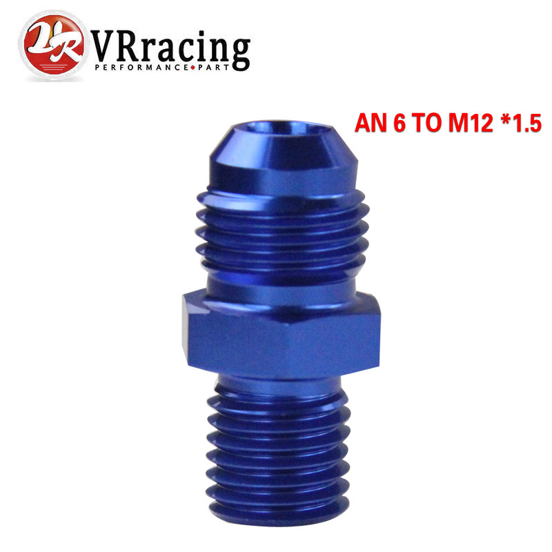 VR  BLUE Male 6AN 6 An Flare to M12x1.5(mm) / M16x1.5(mm) Metric straight fitting AN 6 To M12 *1.5 /