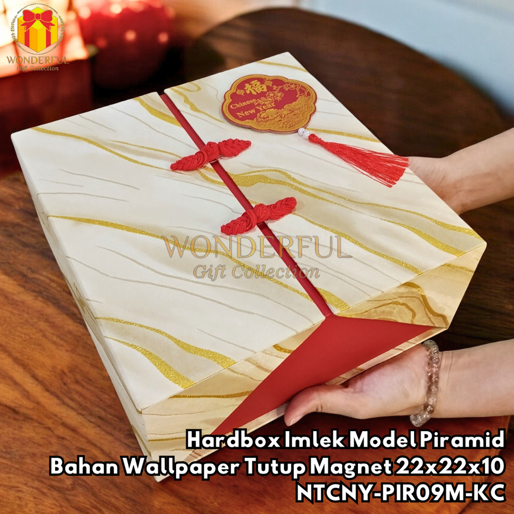 ตรุษจีน Hardbox Pyramid Model วอลล์เปเปอร์วัสดุพร้อมฝาครอบแม่เหล็ก 22x22x10 NTCNY-PIR09