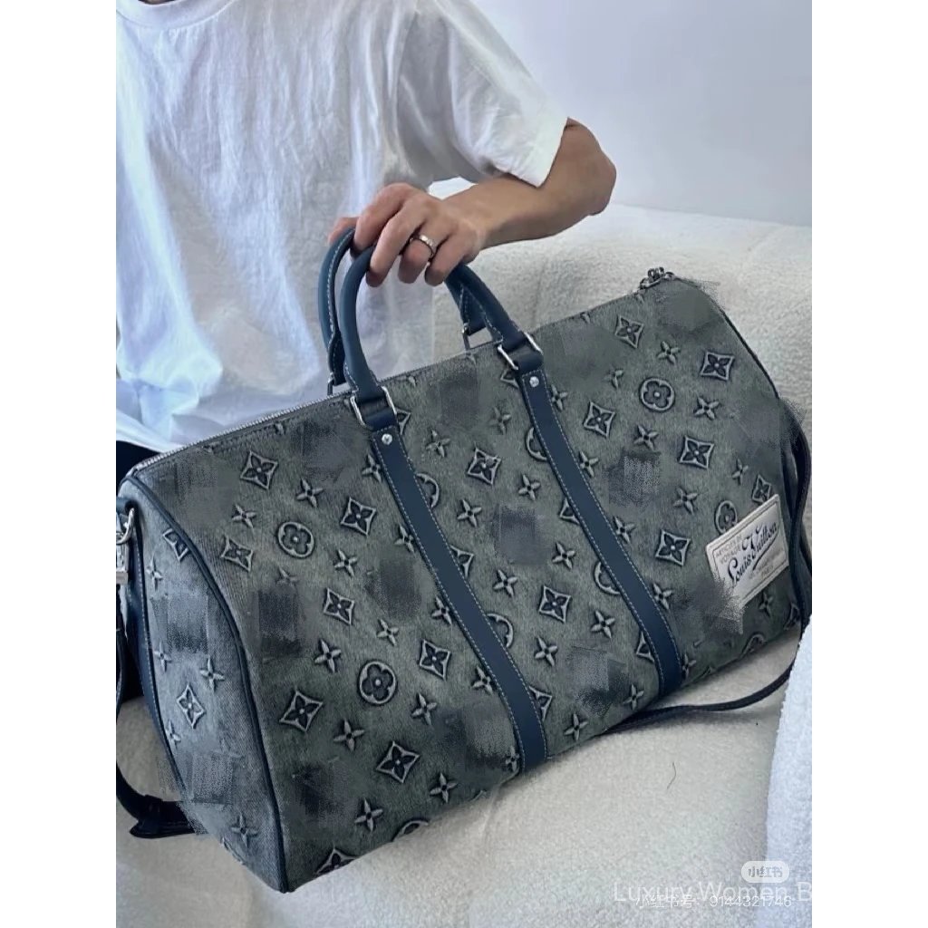 [1: 1] [LOU1S @ VU] กระเป๋าเดินทางยีนส์ Keepall50B Travel Essential กระเป๋าเดินทาง Airport Bag กระเป