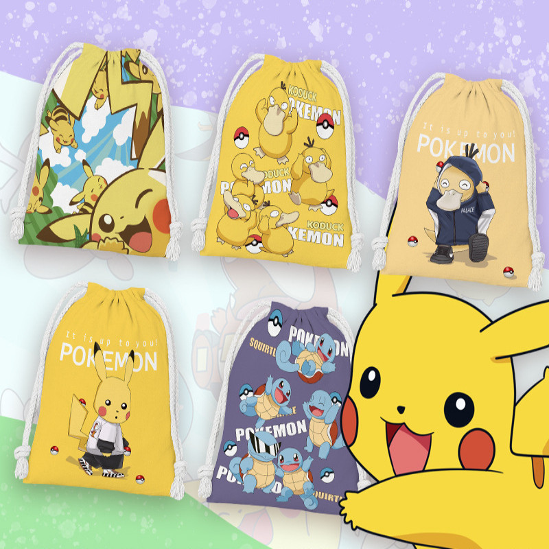 Pokémon Pikachu กระเป๋าหูรูดเดินทาง ใส่ของจุกจิก ชุดชั้นใน ของเล่น เครื่องสําอาง พกพาสะดวก ลายการ์ตูน