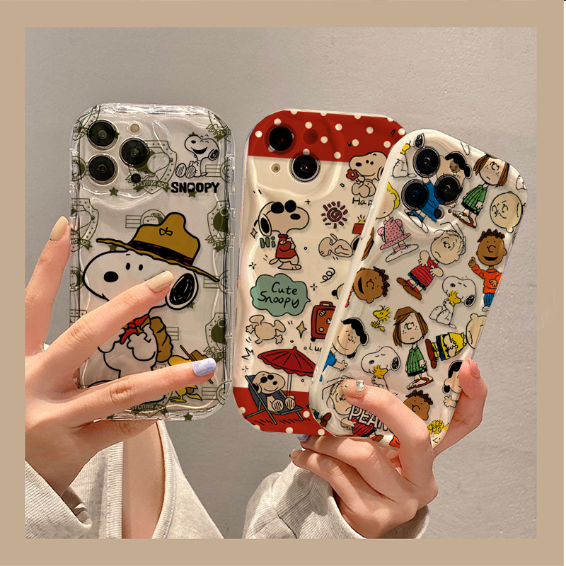 สําหรับ Samsung Galaxy S23 Ultra S21 Plus S23FE S21FE S20FE F06 การ์ตูนน่ารัก Snoopy Soft Wave ด้านข