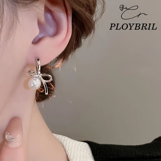 PLOYBRIL ต่างหู ประดับโบว์ มุก หรูหรา ไฮเอนด์ แฟชั่น สําหรับผู้หญิง E034