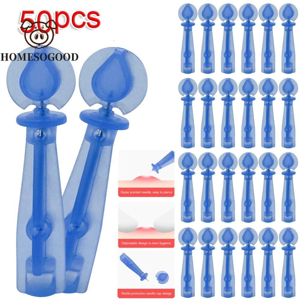 RIUERSTONE 50 ชิ้น/กล่องทิ้งเข็มสิว, Professional Pimple Pins Blackhead Remover เครื่องมือ, Pimple E