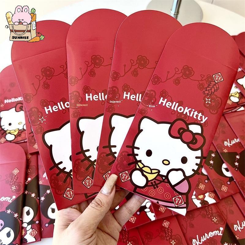 [ใหม่] 10 ชิ้นการ์ตูนสร้างสรรค์เทศกาลฤดูใบไม้ผลิเงินปีใหม่เด็กปีใหม่ซองจดหมายสีแดง TH