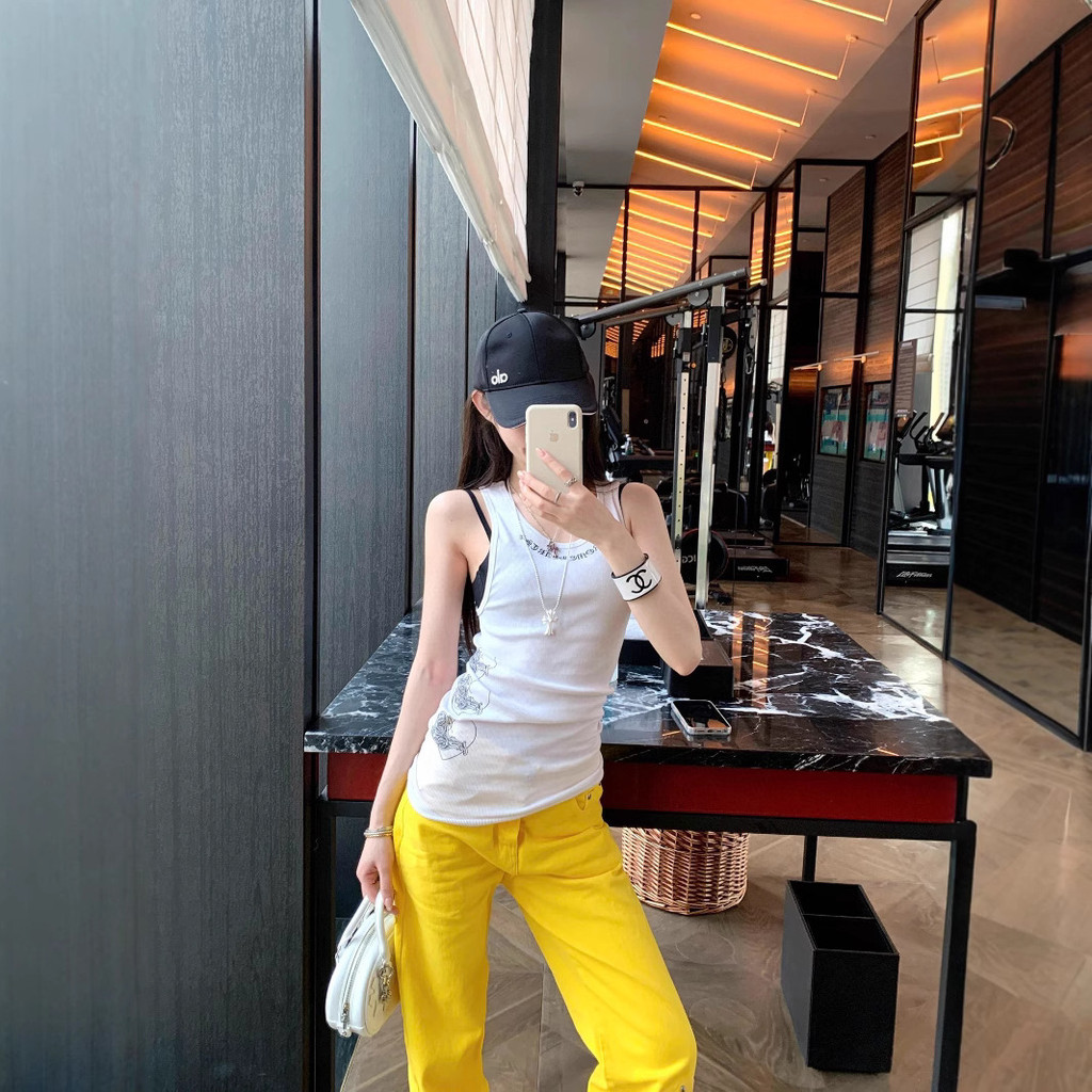 LX5I Chrome Hearts Limited Edition Vest Pure Desire White Print Sexy Slimming Wearable Whitening Bod