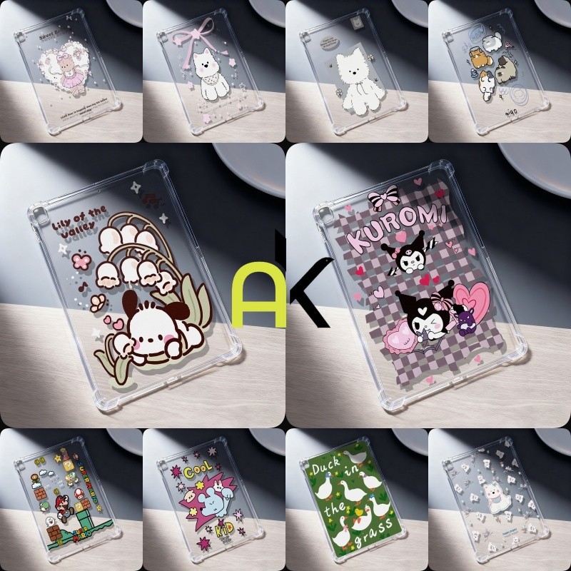 AK เคสแท็บเล็ต TPU ใสแบบนิ่ม For Samsung Galaxy Tab S9 S10 FE S6 Lite S7 Plus A9 A11 A8 ปลอกซิลิโคนใสกันกระแทกป้องกันการ
