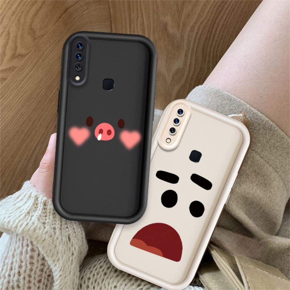 ปลอกโทรศัพท์คู่สําหรับ VIIVO Y17 Y15 Y12 Y12i Y11 2019 น่ารักการ์ตูนซิลิโคน Expression กันกระแทกกรณี