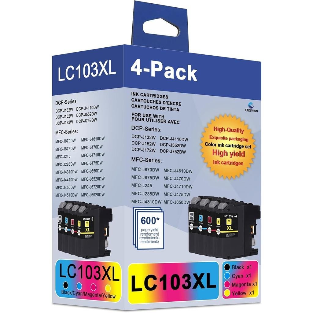 LC103XL ตลับหมึกผลผลิตสูง-ทดแทนสําหรับตลับหมึก Brother LC103 LC101 ทํางานสําหรับ MFC-J870DW MFC-J692