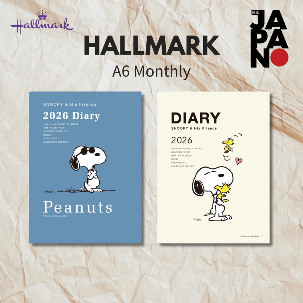 Hallmark Snoopy Planner 2026 A6 Monthly Smile Coral Pink 845704 (Starts October 2025)