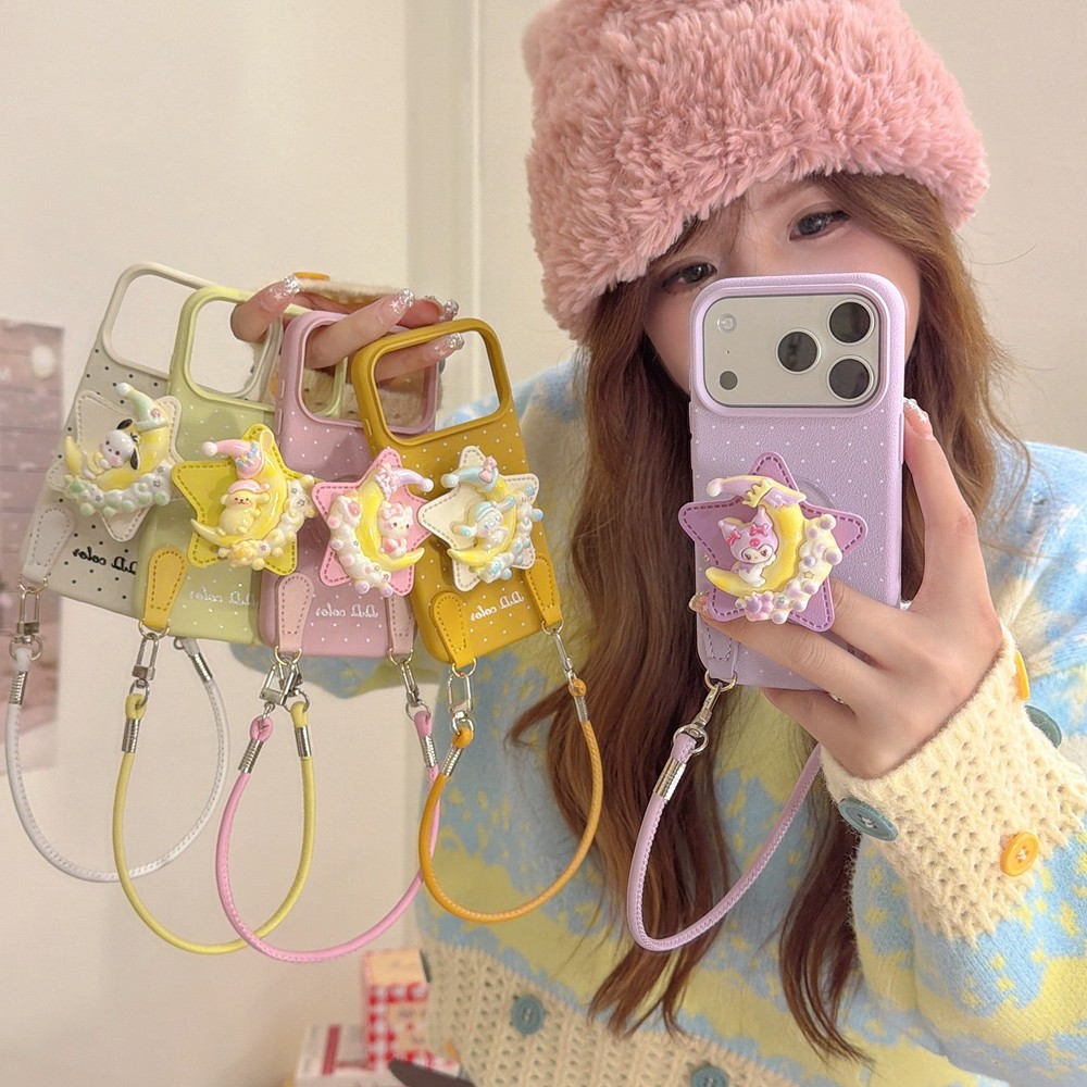 3D Koomi Pochacco Stand เหมาะสําหรับ iPhone 17Promax เคสโทรศัพท์ Cinnamoroll Apple 16/15/14/13/12/11 Lanyard
