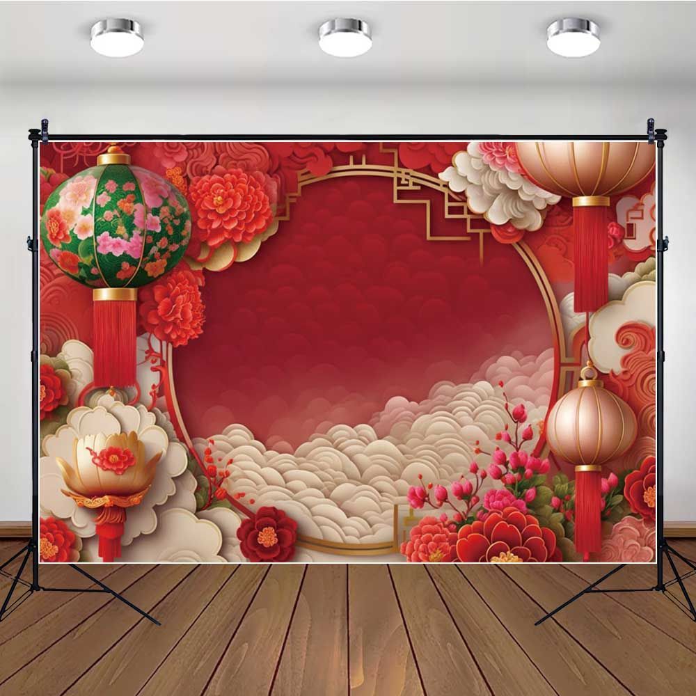 สไตล์จีนสีแดงเทศกาลปีใหม่วันปีใหม่พื้นหลังผ้าเทศกาลกลางฤดูใบไม้ร่วงภาพครอบครัวการถ่ายภาพผนังพื้นหลังวันหยุดพรมพิเศษ - รูปที่ 5