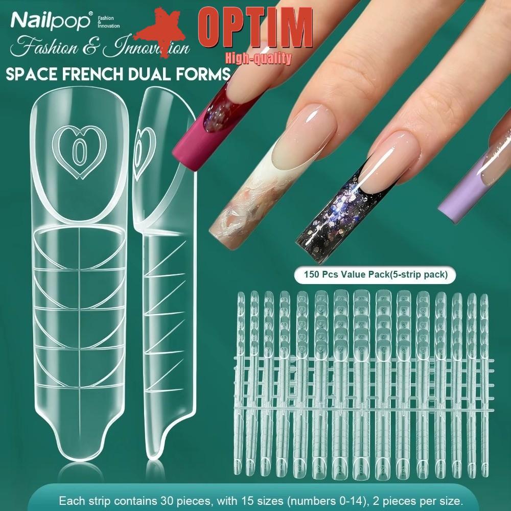 OPTIM 75/150 ชิ้นต่อเล็บ,นํามาใช้ใหม่พลาสติกอวกาศเล็บรูปแบบ,15 ขนาดโปร่งใสโพลีเจลรูปแบบ Home Salon
