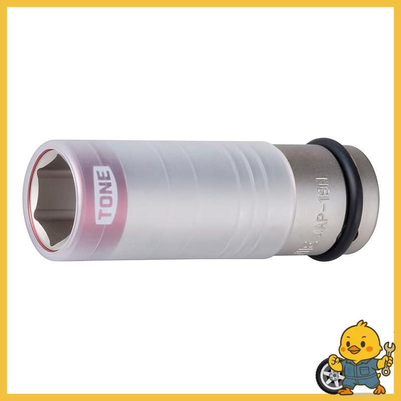 TONE Thin Wheel Nut Socket with Protector for Impact 4AP-19N, Square Drive 12.7mm(1/2"), Red, 19mm H