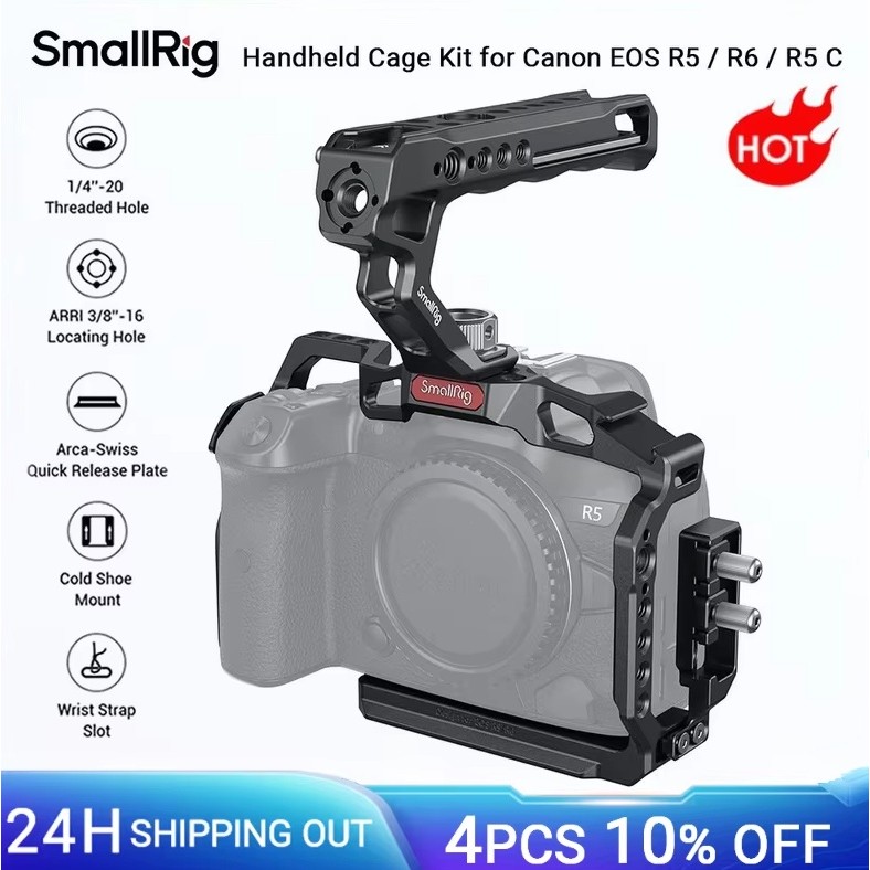 SmallRig R5/R5C/R6 Handheld Cage Kit สําหรับ Canon EOS R5 / R6 / R5 C พร้อม ARRI Top Handle & Cable 