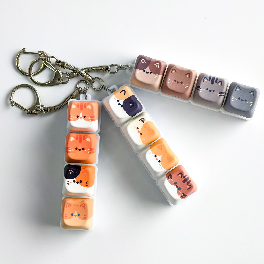 MAIMOOO Cat Stress-Relief Mini คีย์บอร์ดของเล่นพวงกุญแจจี้การ์ตูนสยาม Garfield Tabby Gold Gradient Ragdoll Keycap คีย์บอร์ดจี้น่ารักลูกแมว Bagpack Decor