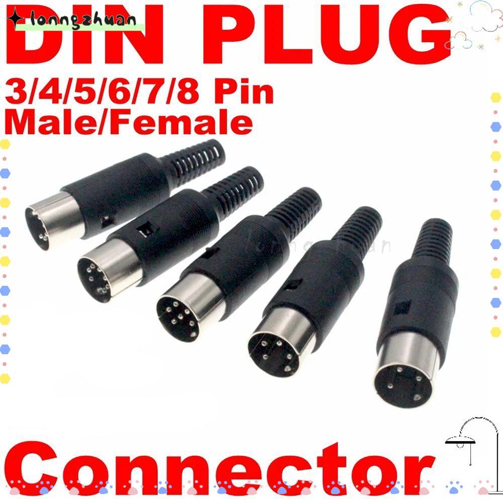 LONNGZHUAN Audio AV Connector Adapter, แชสซีสาย Mount พร้อมที่จับพลาสติก DIN ชายหญิงปลั๊ก, DIN Audio