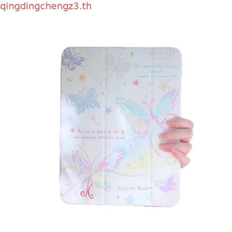 kenke เคส ipad,การ์ตูนผีเสื้อน่ารัก,อะคริลิคโปร่งใสเปลือกแข็ง,สําหรับ ipad 2025 gen 11 A16 Gen 10th 