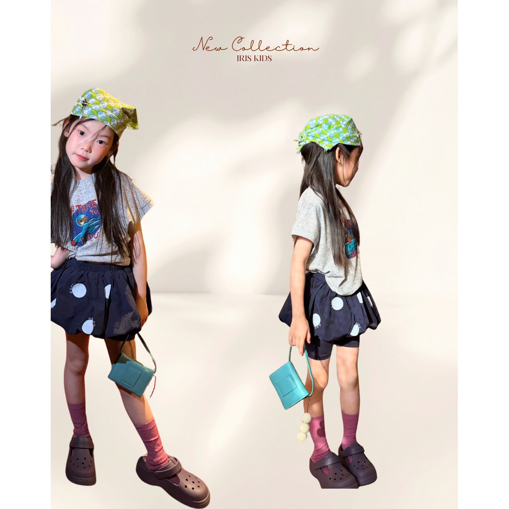 「สินค้าลิขสิทธิ์แท้」IRIS KIDS 26ss IKS260324 Sweet Cool Girl Set ชุดเด็กผู้หญิง เซ็ตเสื้อยืด+กระโปรง สายแฟชั่น ใส่สบาย