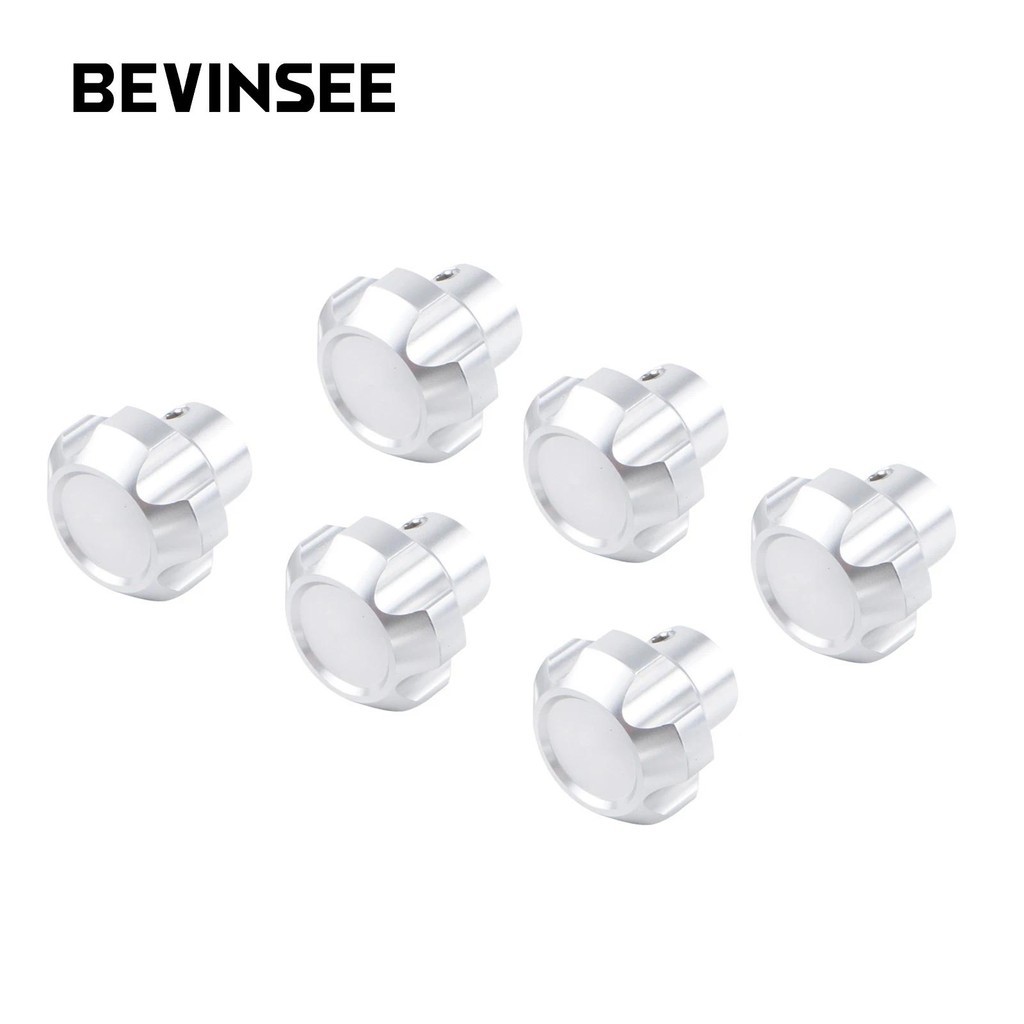 BEVINSEE Dash Knob Kit สําหรับ Jeep CJ5 CJ7 CJ8 1976-1986, 6 ชิ้น (สีดํา/เงิน)