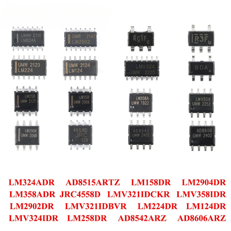 50 ชิ้น/10 ชิ้น LM324ADR LM258DR LM158DR LM2904DR LM358ADR JRC4558D LM224DR LM124DR LM2902DR LMV321I