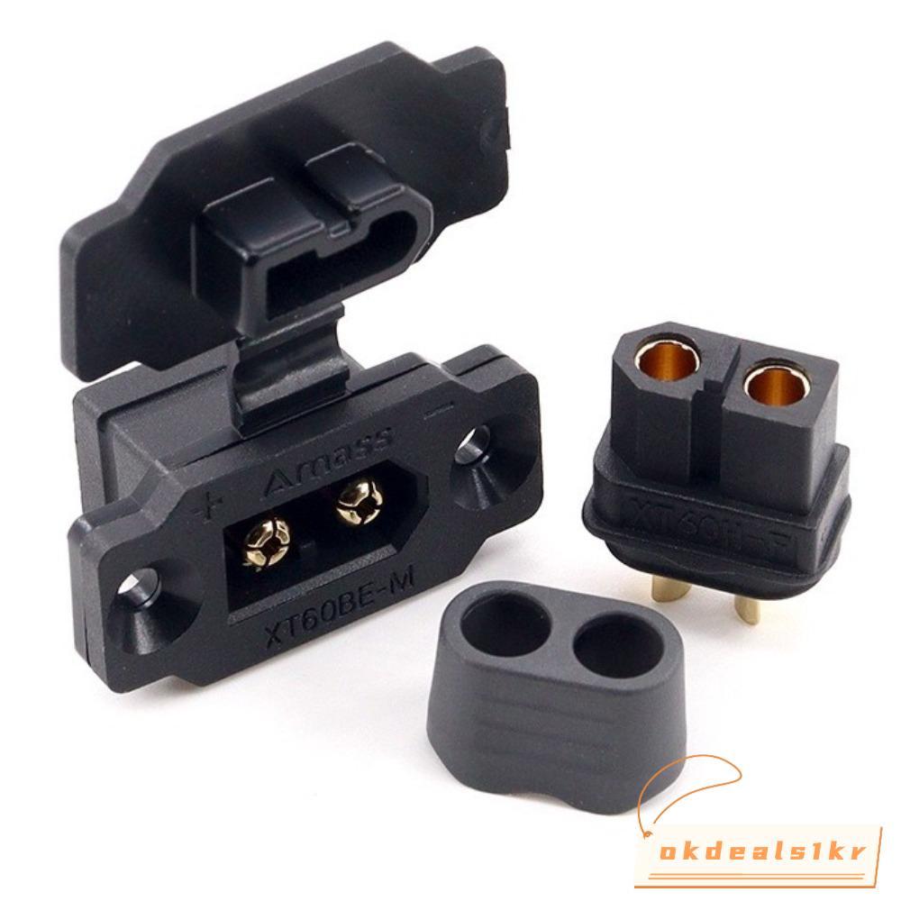 IOKDEALS1 XT60BE ปลั๊กตัวผู้, Amass ตะวันออกติดตั้ง XT60BE-MF Connector, ที่มีประโยชน์พร้อมฝาครอบสีดําสีเหลืองแบบพกพาสายปลั๊กสําหรับ RC FPV Motor ESC