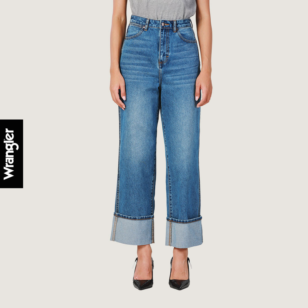 WRANGLER กางเกงยีนส์ผู้หญิง คอลเลคชั่น Everyday with Wrangler เอวสูง ทรงหลวม Boyfriend รุ่น WR S125WBOYN10 สียีนส์กลาง