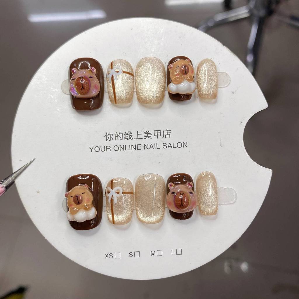 ใหม่ Pure Hand-Weared Nails Hand-Painted Phototherapy Nails Patch ผลิตภัณฑ์สําเร็จรูปน่ารัก Capella 