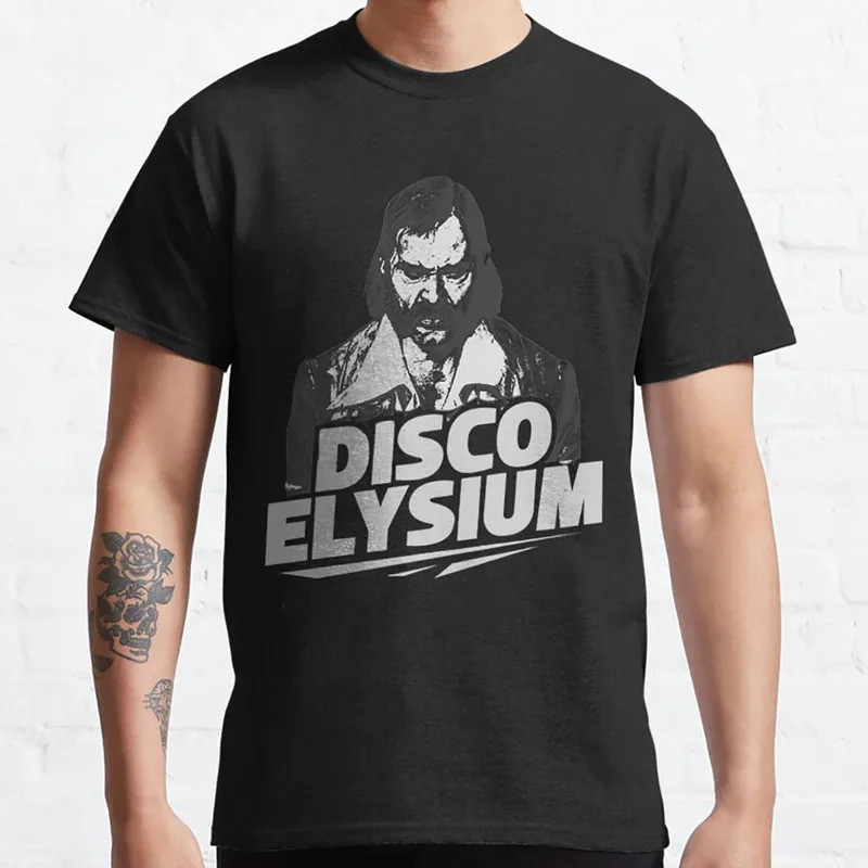 เสื้อยืดลายกราฟิกเกมวิดีโอ Gift Disco Gaming Elysium Retro Wave Disco Elysium RPG สำหรับผู้ชาย ผ้าฝ้
