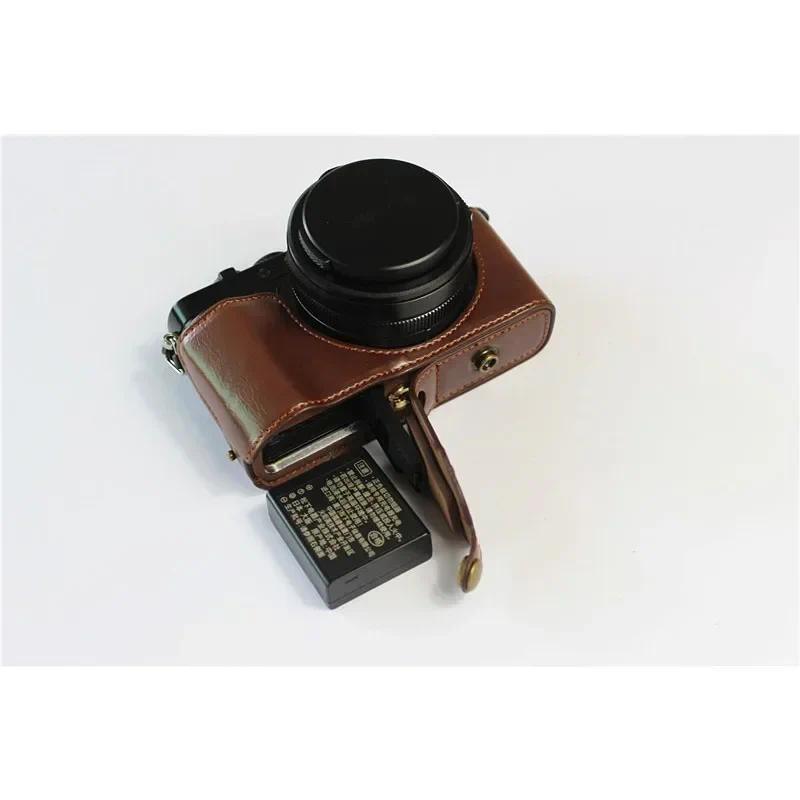 Retro แบบพกพา Cowhide กระเป๋าสะพายกล้องป้องกันแจ็คเก็ตสําหรับ Panasonic LUMIX DC-LX100 LX100II LX100