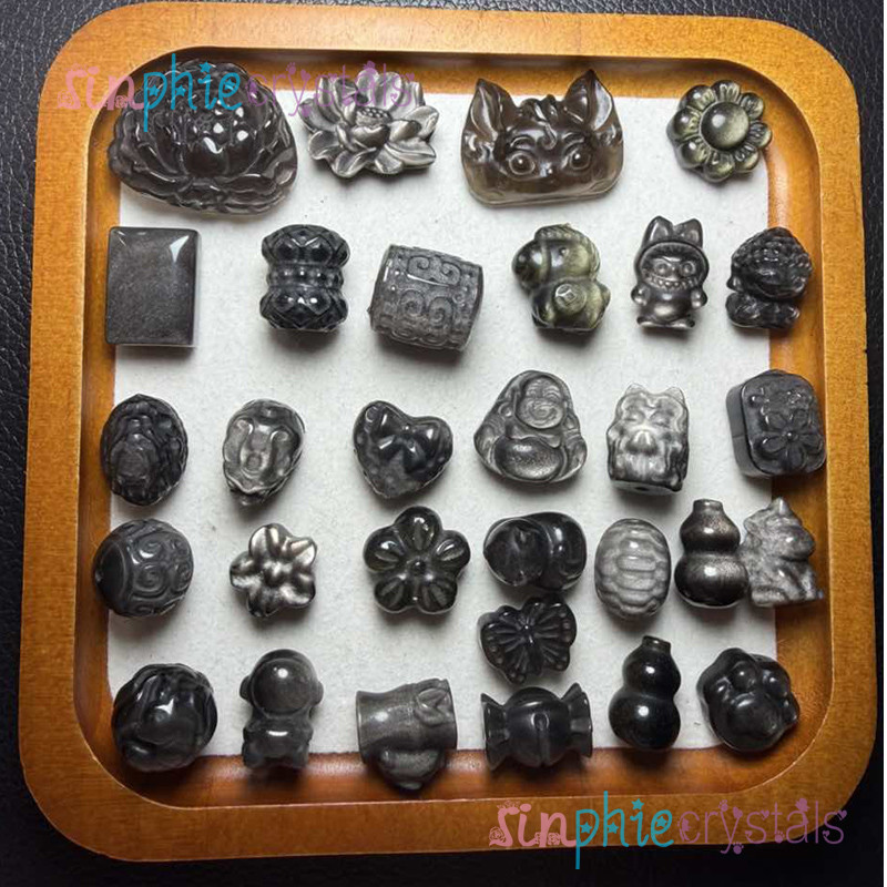 จี้.obsidian สำหรับสร้อยข้อมือ DIY มีธีมสัตว์มงคล เช่น กุหลาบลูกบุ ฮูลู และยูนิคอร์น