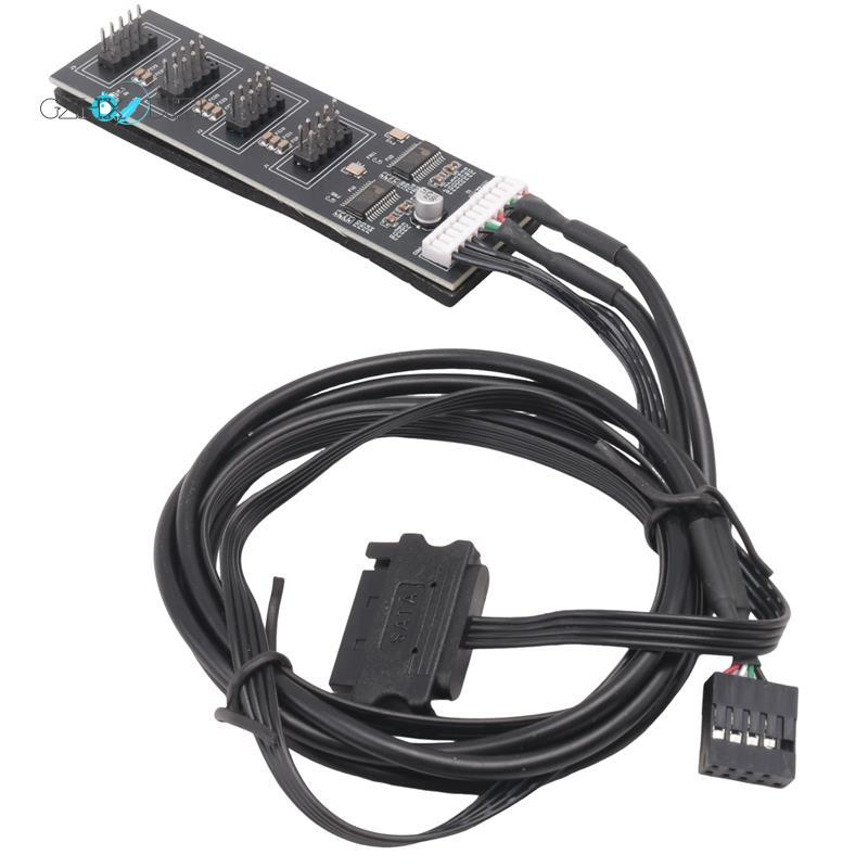 Gzhxdiizi9Pin USB Header Splitter, USB 2.0 Header Splitter พร้อมสายไฟ,ฮับ USB ภายในสําหรับ CPU/RGB L