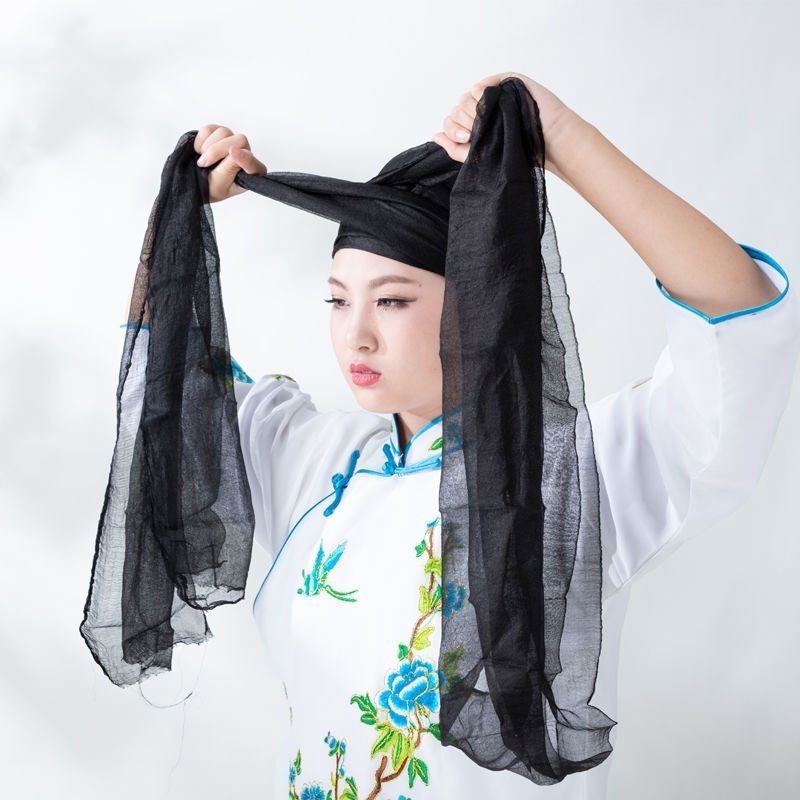 เครปเส้นด้ายและผ้า Veil สำหรับแต่งหน้านุ่มนวลสีดำ Baotou
