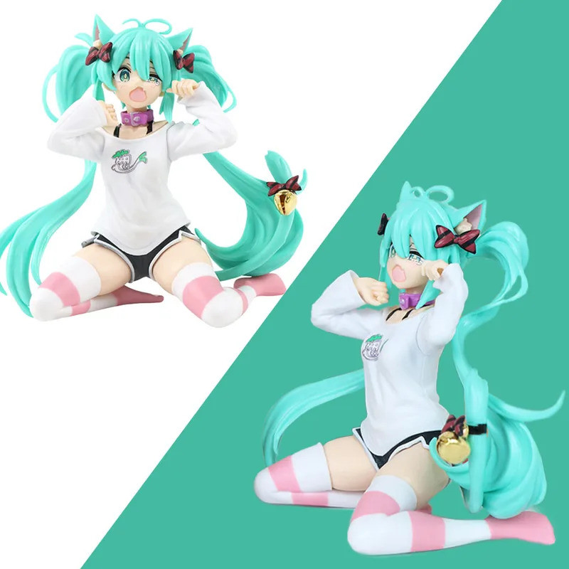 12 ซม.เดสก์ท็อปน่ารักHatsune Miku Kwaiiสไตล์อะนิเมะรูปของเล่นPVCรุ่นสะสมตุ๊กตาของขวัญวันเกิด