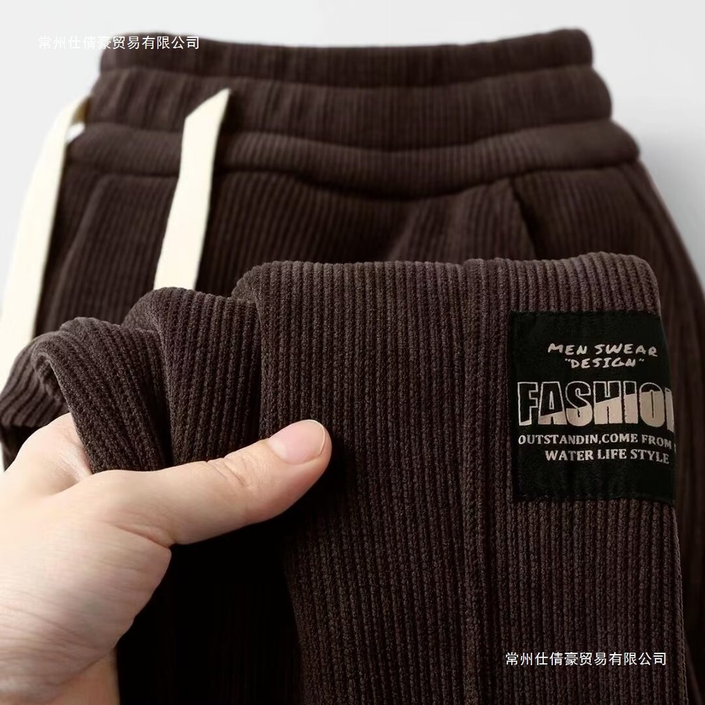 กางเกงวอร์ม Chenille Corduroy ผู้ชาย สำหรับฤดูฝนถึงหนาว สไตล์ทันสมัย ภายในปุยนุ่มสบาย ไซส์ใหญ่ HF8S