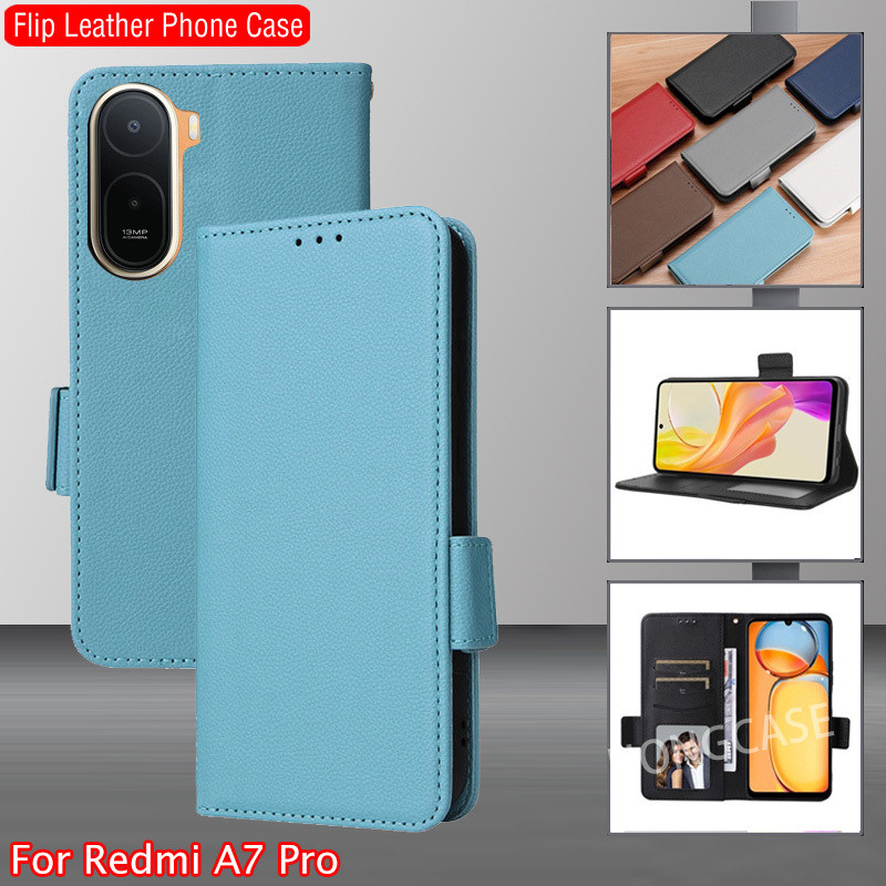 เคสโทรศัพท์สําหรับ Xiaomi Redmi A7 Pro A7Pro Poco C85X 4G 5G 2026 Flip Casing Lychee Pattern Leather
