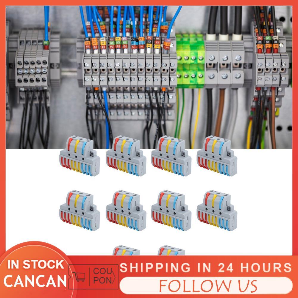 Cancanshop Cancanshop LT-933 Wire Block Clamp Terminal 3-in-9-out Quick ขั้วต่อสายไฟ 10 ชิ้นตัวเชื่อ