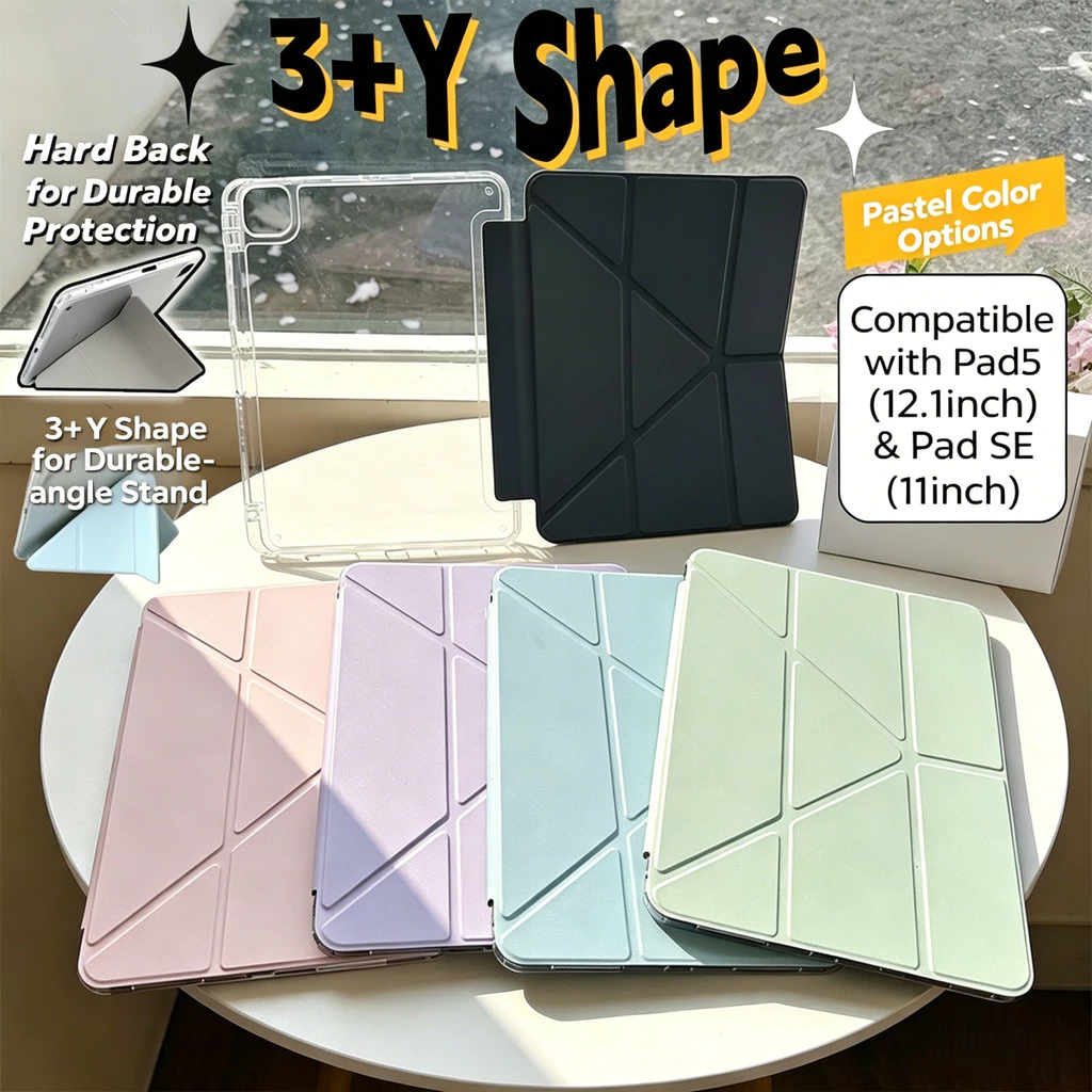 3+Yพับ เคส for OPPO Pad pad5 12.1 นิ้ว OPPO Pad SE 11 2025 อะคริลิก Case เคสหลังใส พับได้ มุมปรับได้