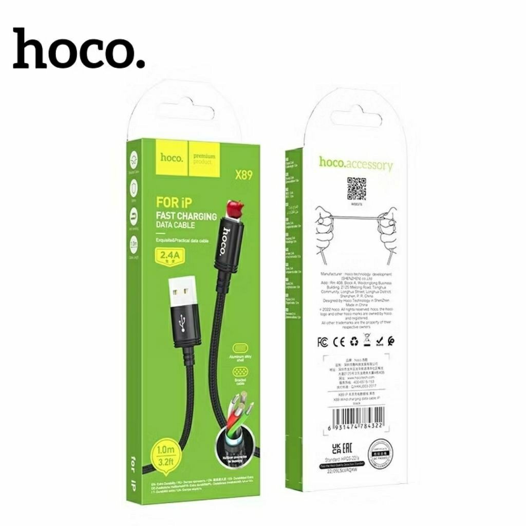 Hoco X89 USB to LN Fast Charging Cable รองรับการชาร์จเร็วสําหรับ iP - PKTM360