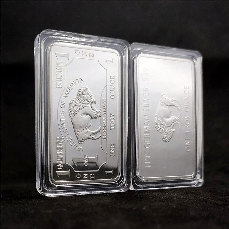 American Bison Commemorative Silver Bar 1 oz Silver-Plated เหรียญที่ระลึกที่ระลึกเยอรมันบล็อกเงินเหร