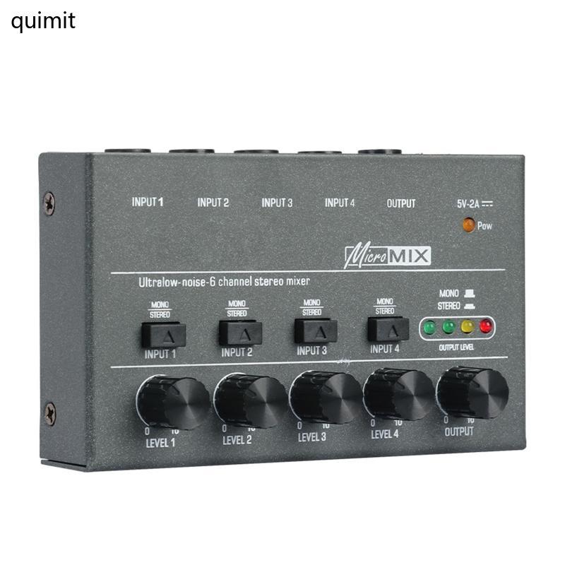 QUIM DX400 Mixer สําหรับคีย์บอร์ดผสมเครื่องดนตรีแบบพกพาเสียงสําหรับคลับขนาดเล็กหรือบาร์ USB Powered