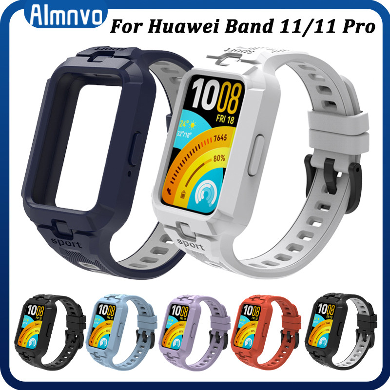 กรณีซิลิโคนอ่อนสายรัดสำหรับ for Smartwatch Huawei Band 11 กีฬา สายรัดยางป้องกันหน้าจอสำหรับ for Huawei Band 11 Pro