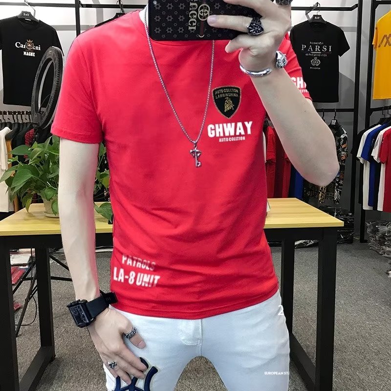 T Casual cod แขนสั้น Slim-Fit City ทอดรอบคอแฟชั่นอินเทรนด์เสื้อสไตล์ใหม่แฟชั่น 2026 ผู้ชาย Street Ci