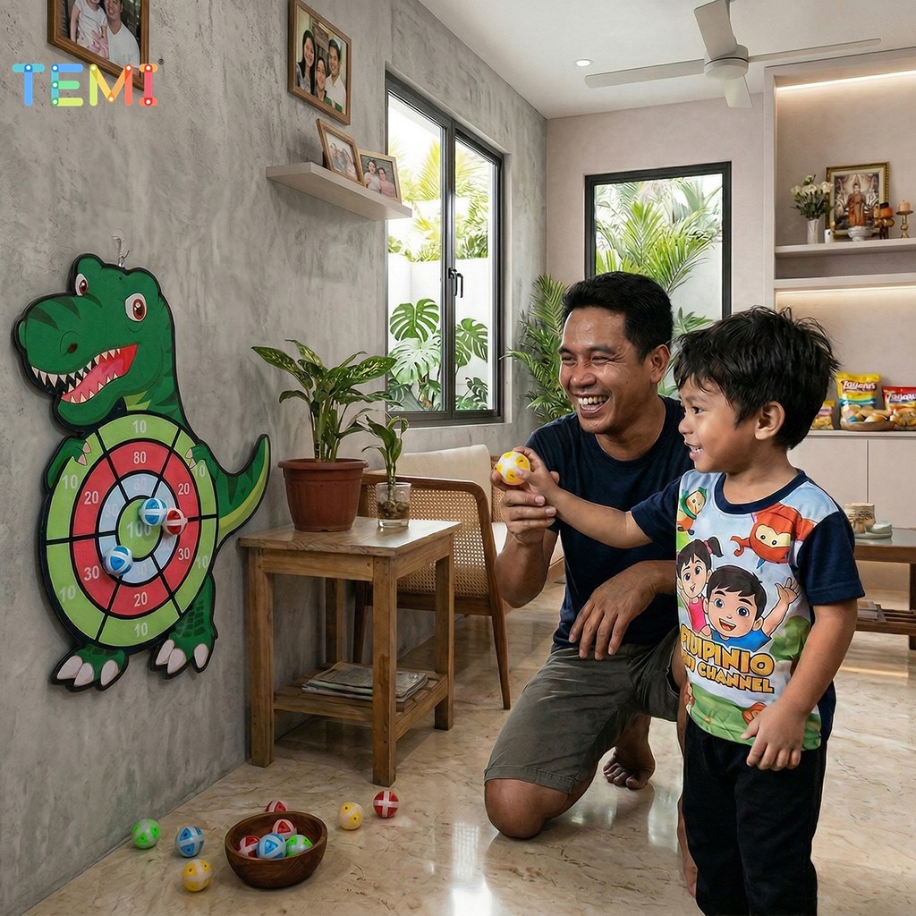 TEMI เด็ก Dart Ball เกมของเล่น Sticky Dart Board เกมปริศนาของเล่นของขวัญ