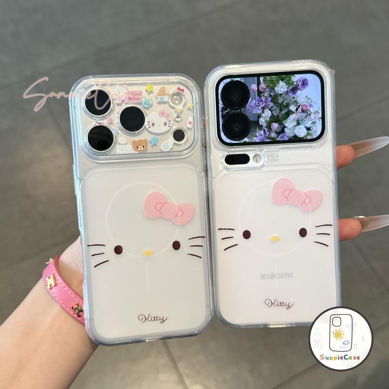 เคสไอโฟน15 สำหรับ IPhone 13 12 11 17 16 15 14 Pro Max 16 17 Pro 14 15 16 Plus แมวเคทตี้น่ารัก ใส ทนแรงกระแทก นุ่มสบาย