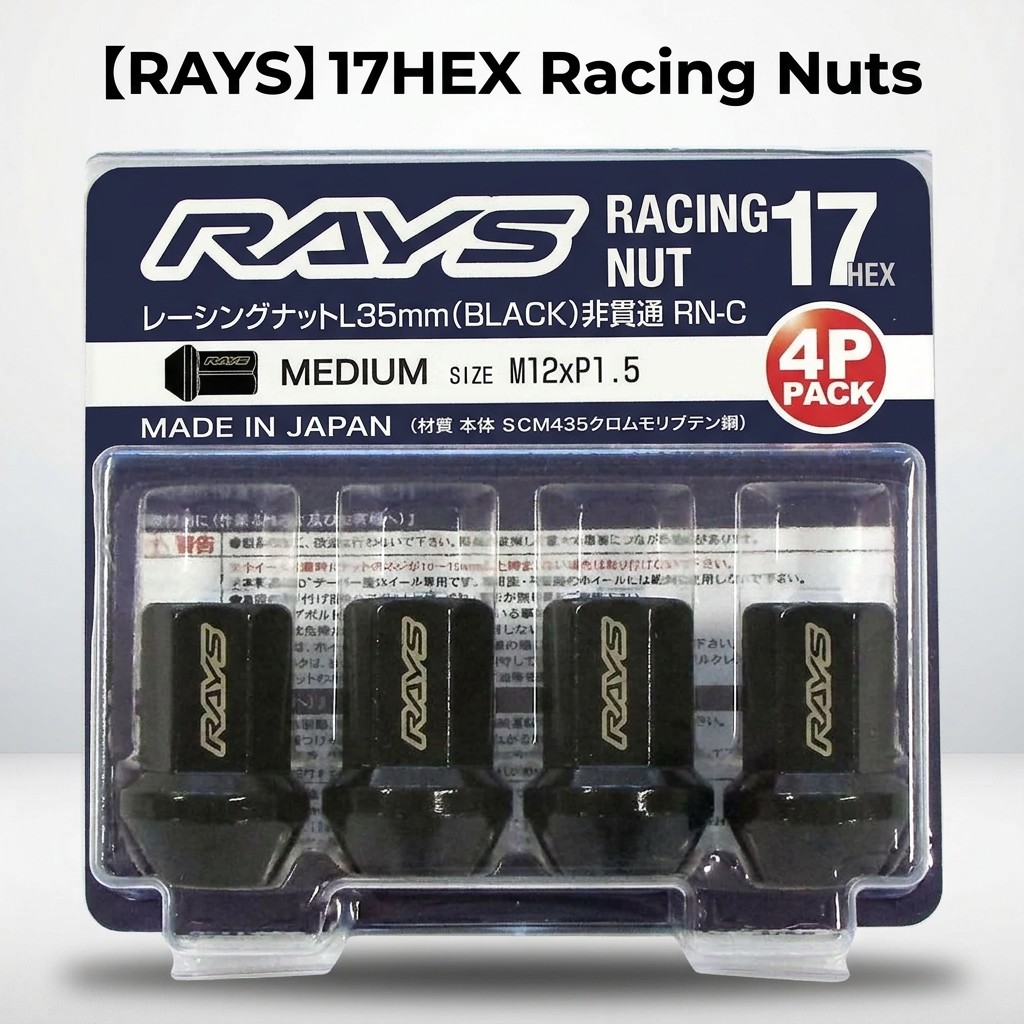【RAYS】 17HEX Racing Nuts Non-through Type L35 4PC M12X1.5 BK Model Number: 74130000012BK