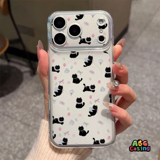 เคสไอโฟน17air เหมาะสำหรับ IPhone 16 17 15 14 13 12 11 Pro Max 15 Plus น่ารักแมวสีดำขนาดเล็กกรณีโทรศัพท์โปร่งใส