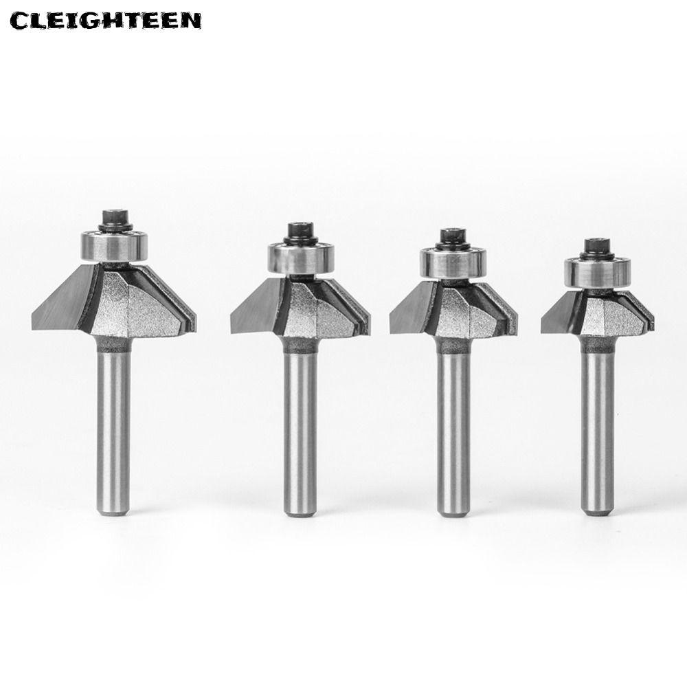 CLEIGHTEEN บิตเราเตอร์มุมเฉียง, 6 มม.6.35 มม.Shank 45 องศาเครื่องตัดมิลลิ่งประสิทธิภาพสูงพร้อมแบริ่งตัดแต่ง|เครื่องมืองานไม้