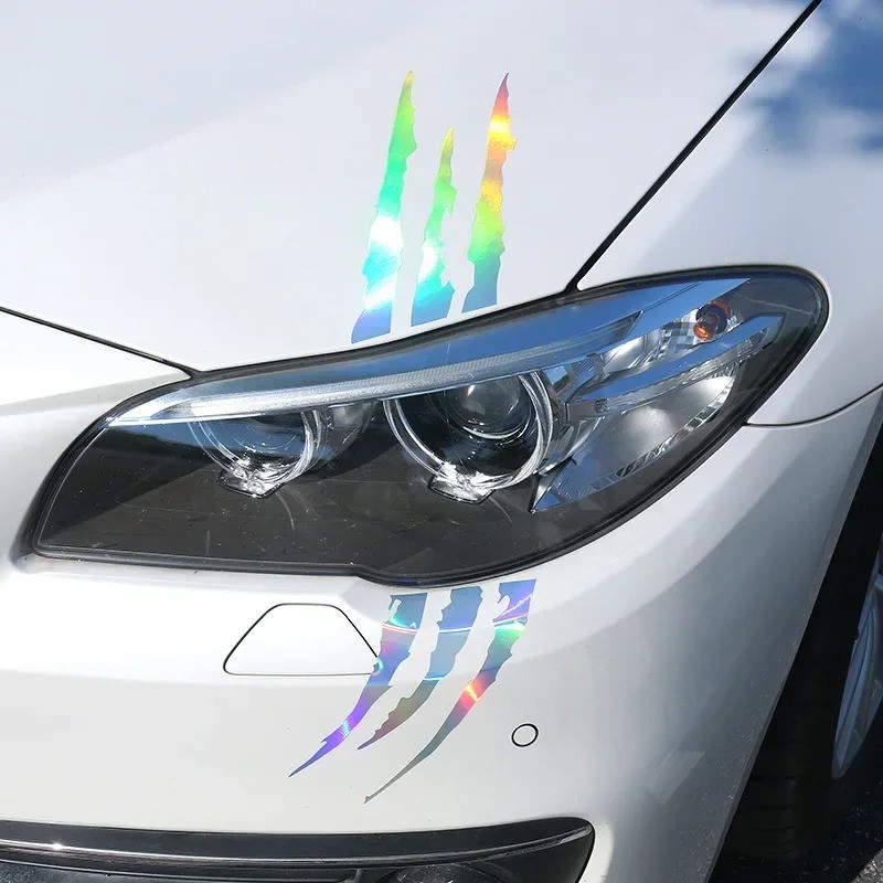 รถ Monster Claw Scratch Decal สติกเกอร์สะท้อนแสงสําหรับรถยนต์ Auto ไฟหน้าตกแต่งไวนิล Decal บุคลิกภาพ