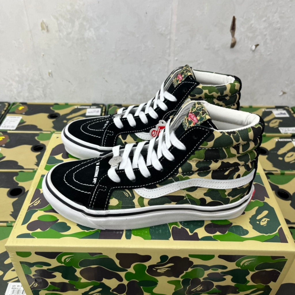 Van Stock Ready Bape * Van Premium Camouflage High Top Casual Shoes KZJ4