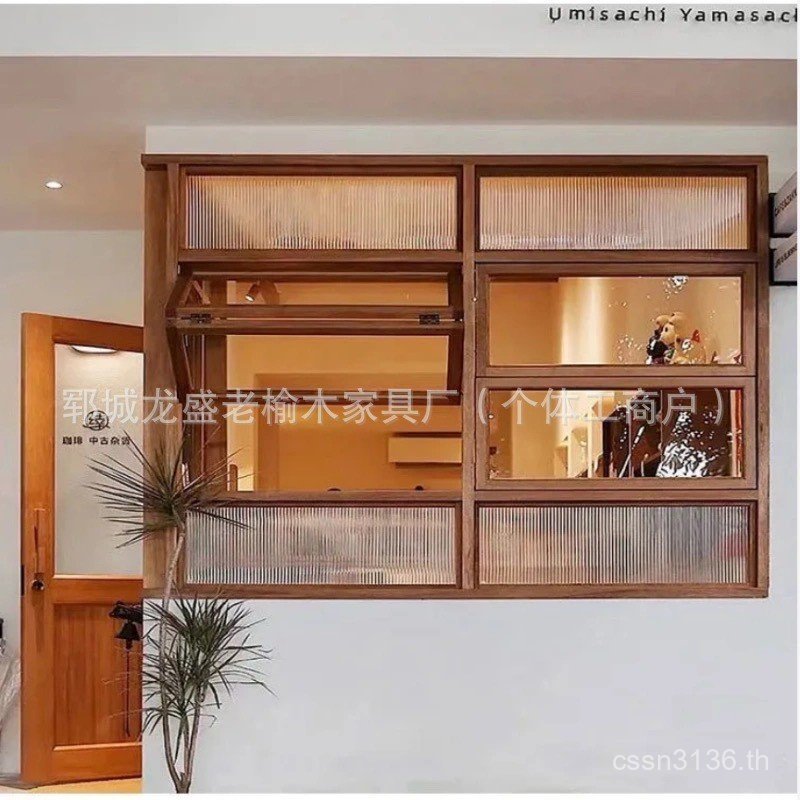 เบเกอรี่พับ Simple Old Elm Window Retro Coffee Shop ประตู Windows ประตูบานเลื่อน Windows Up Down ซ้า